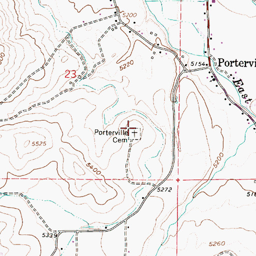 Topographic Map of Porterville Cemetery, UT