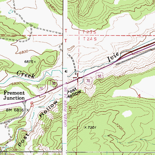 Topographic Map of Post Hollow, UT