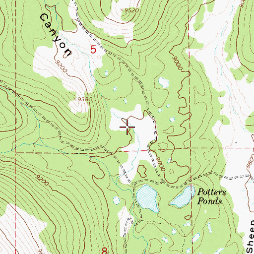 Topographic Map of Potters Canyon, UT