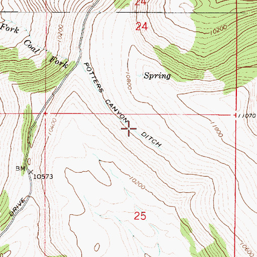 Topographic Map of Potters Canyon Ditch, UT
