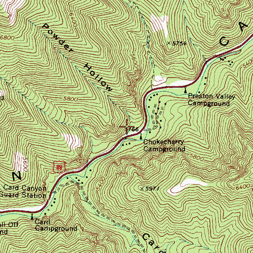 Topographic Map of Powder Hollow, UT