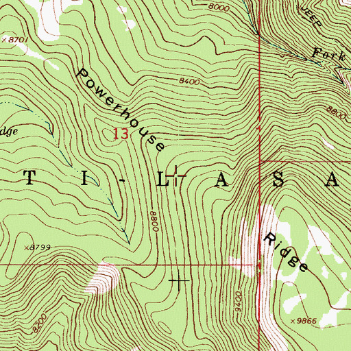 Topographic Map of Powerhouse Ridge, UT