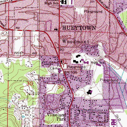 Topographic Map of Pleasant Ridge Baptist Church, AL