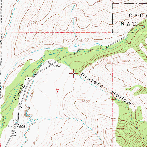 Topographic Map of Prater Hollow, UT