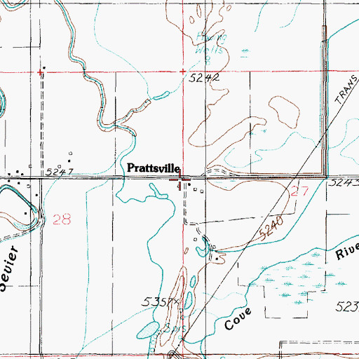 Topographic Map of Prattsville, UT