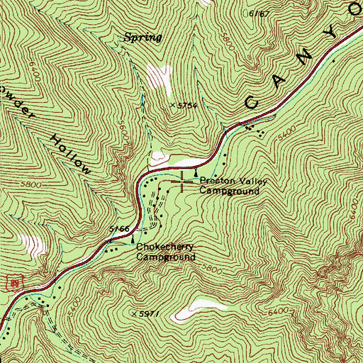 Topographic Map of Preston Valley Campground, UT
