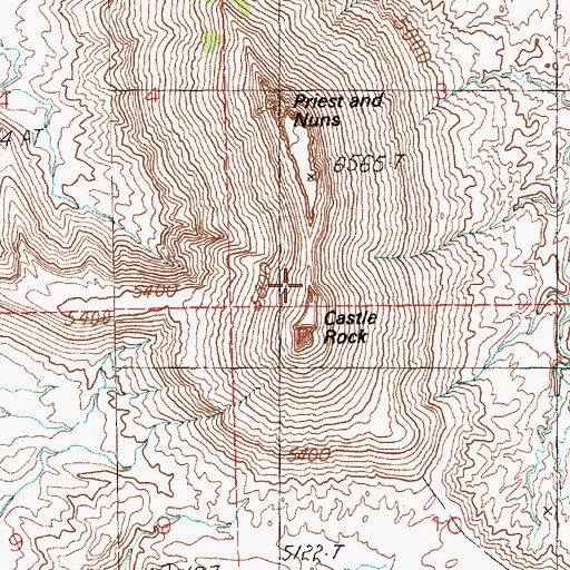 Topographic Map of Priest and Nuns, UT