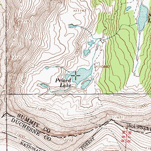 Topographic Map of Priord Lake, UT