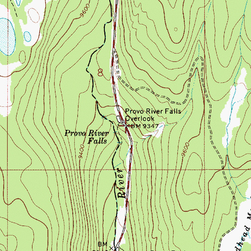 Topographic Map of Provo River Falls Overlook, UT