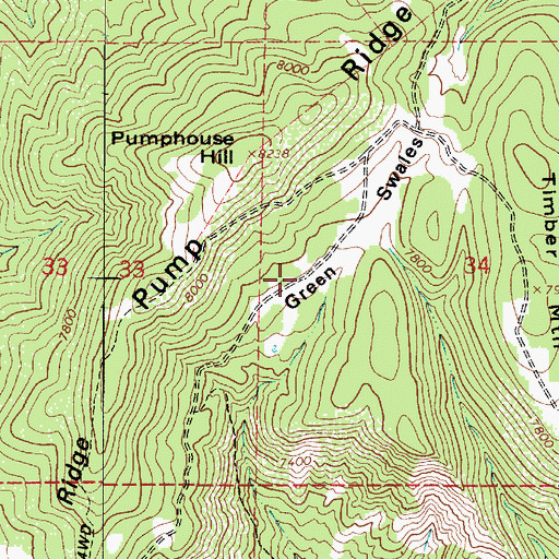 Topographic Map of Pump Ridge, UT