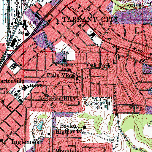 Topographic Map of Plainview Baptist Church, AL