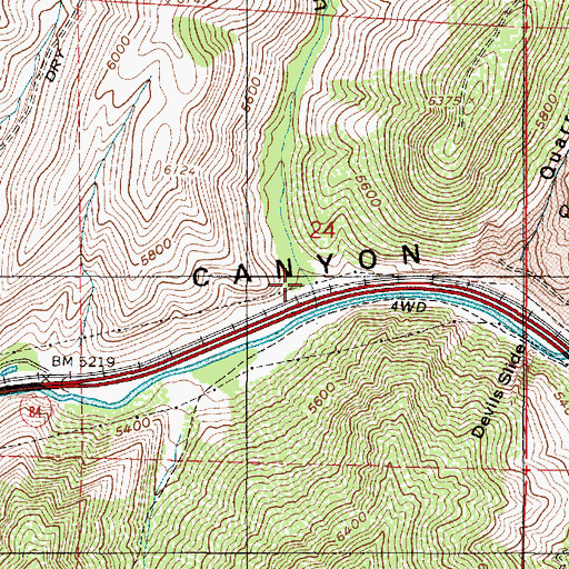 Topographic Map of Quarry Cottonwood Canyon, UT