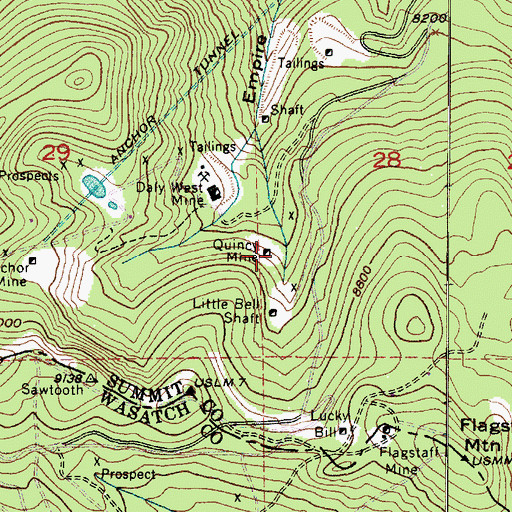 Topographic Map of Quincy Mine, UT