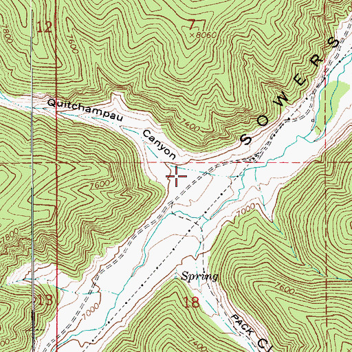 Topographic Map of Quitchampau Canyon, UT