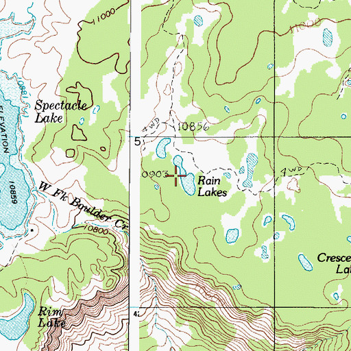 Topographic Map of Rain Lakes, UT