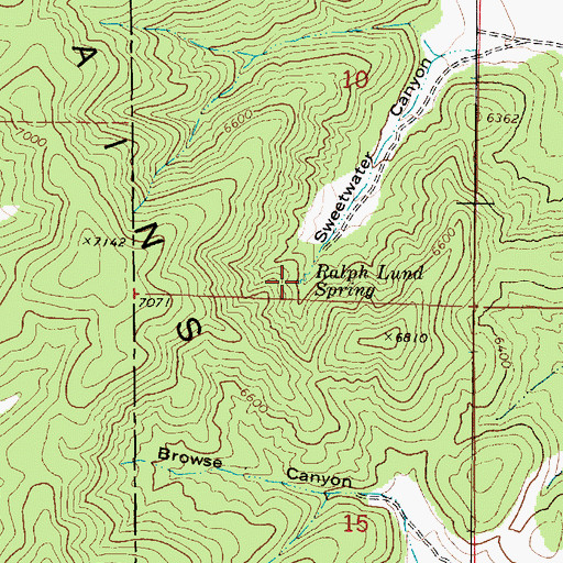 Topographic Map of Ralph Lund Spring, UT