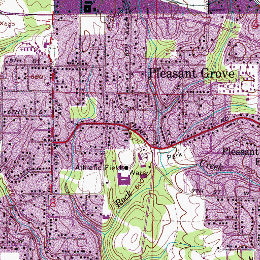 Topographic Map of Pleasant Grove Elementary School, AL
