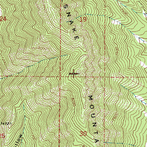 Topographic Map of Rattlesnake Mountain, UT