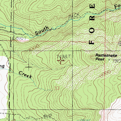Topographic Map of Rattlesnake Peak, UT