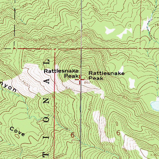 Topographic Map of Rattlesnake Peak, UT