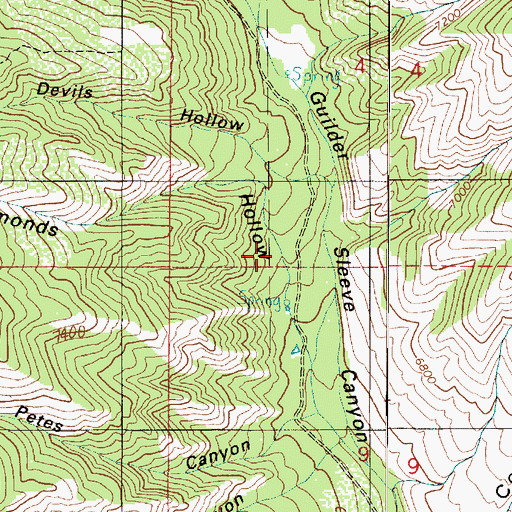 Topographic Map of Raymonds Hollow, UT
