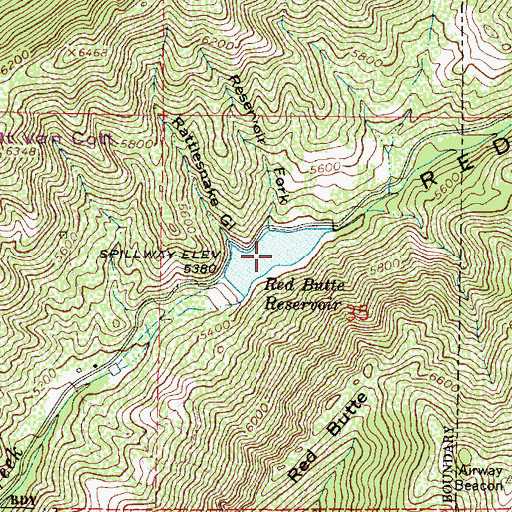 Topographic Map of Red Butte Reservoir, UT