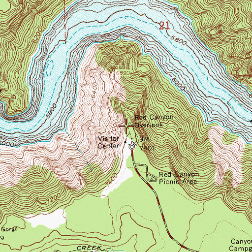 Topographic Map of Red Canyon Overlook, UT