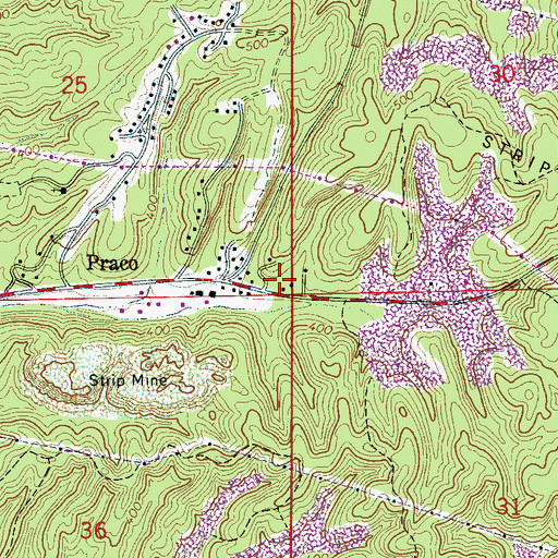 Topographic Map of Praco School (historical), AL