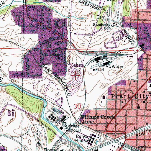 Topographic Map of Pratt Mines, AL