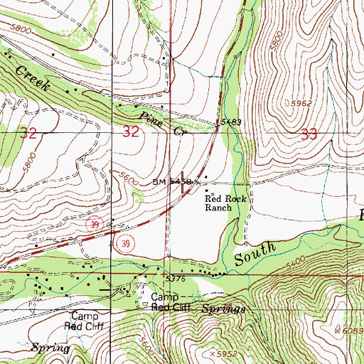 Topographic Map of Red Rock Ranch, UT
