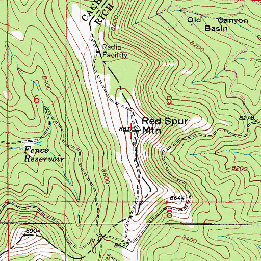 Topographic Map of Red Spur Mountain, UT