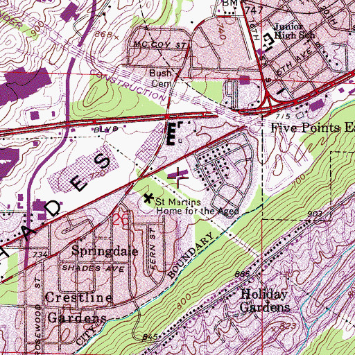 Topographic Map of Putnam Elementary School, AL