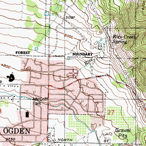 Topographic Map of Rice Creek, UT