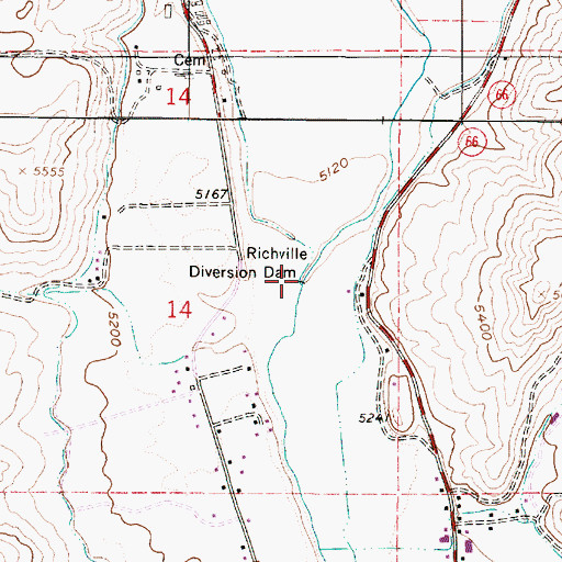 Topographic Map of Richville Diversion Dam, UT