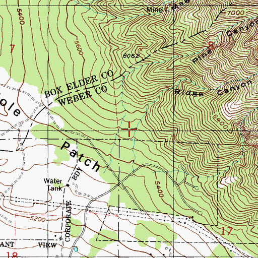 Topographic Map of Ridge Canyon, UT