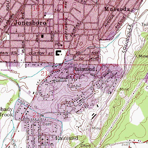 Topographic Map of Raimund Elementary School, AL