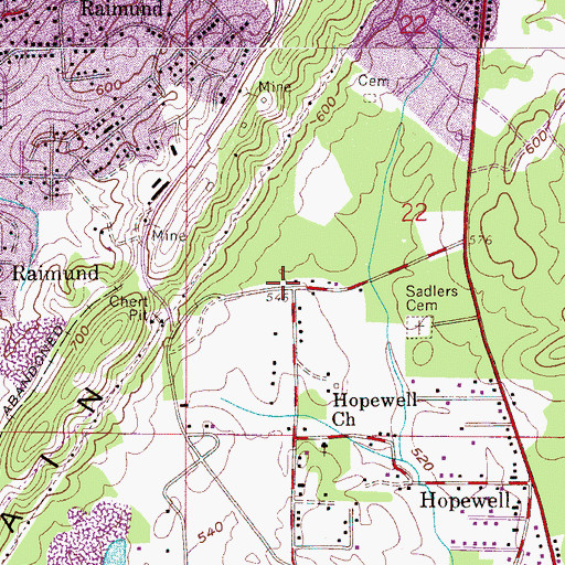 Topographic Map of Raimund Elementary School (historical), AL
