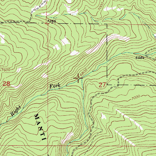 Topographic Map of Right Fork Clear Creek, UT