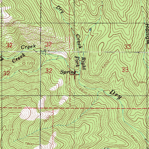 Topographic Map of Right Fork Dry Creek, UT