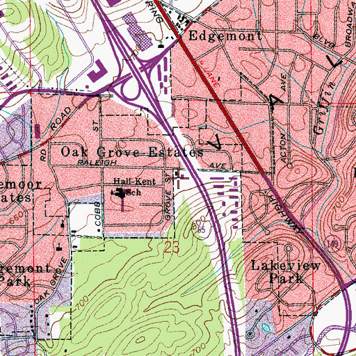 Topographic Map of Raleigh Avenue Baptist Church, AL