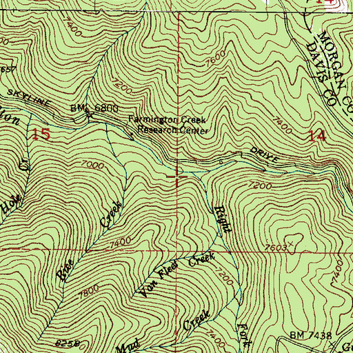 Topographic Map of Right Fork Farmington Creek, UT