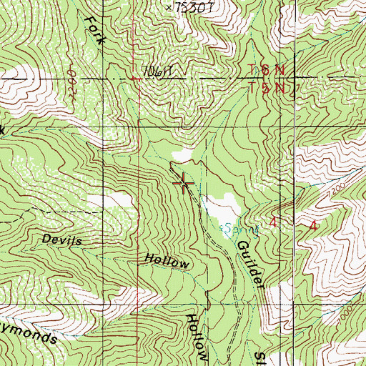 Topographic Map of Right Fork Guilder Sleeve Canyon, UT