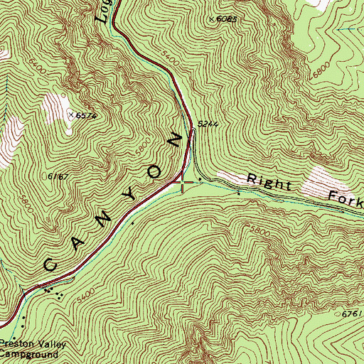 Topographic Map of Right Fork Logan Canyon, UT