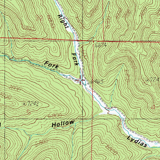 Topographic Map of Right Fork Lydias Canyon, UT