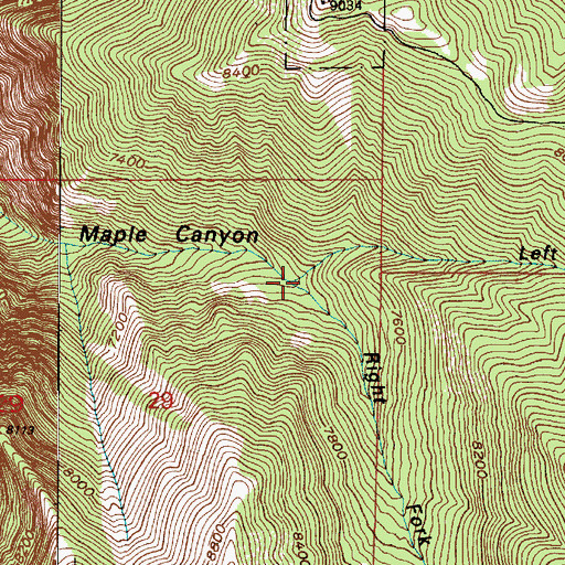 Topographic Map of Right Fork Maple Canyon, UT