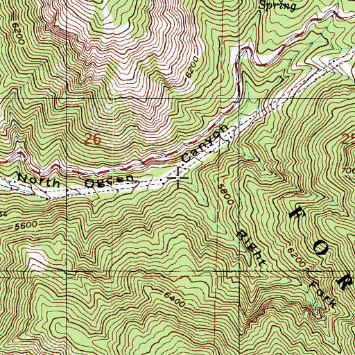 Topographic Map of Right Fork North Ogden Canyon, UT