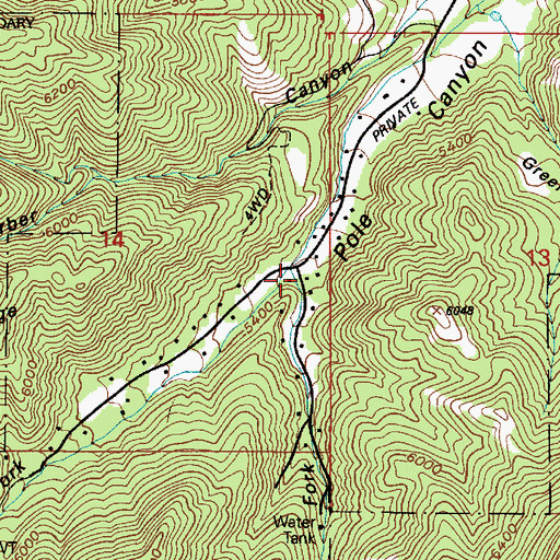 Topographic Map of Right Fork Pole Canyon, UT