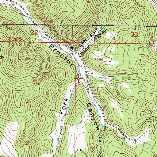 Topographic Map of Right Fork Proctor Canyon, UT