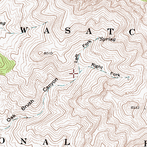 Topographic Map of Right Fork South Oak Brush Canyon, UT