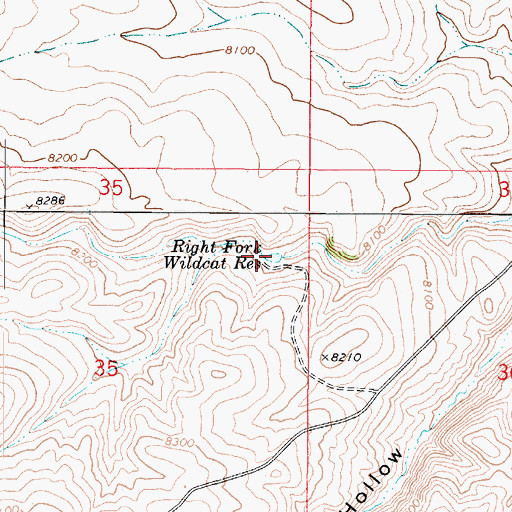 Topographic Map of Right Fork Wildcat Reservoir, UT